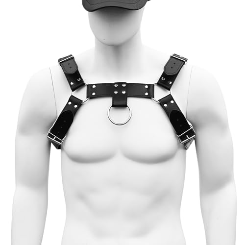 Handmade Punk Men's PU Leather Harness - Adjustable Straps with Alloy Buckles, Unique Gothic Fashion Accessory4