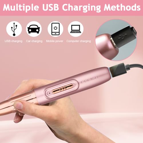 MAYCREATE® Electric Nail Trimmer USB Rechargeable Nail Drill Machine with 5 Attachment Bits Nail Drill Gel Nail Cutter Manicure Pedicure Kit Products - Image 4