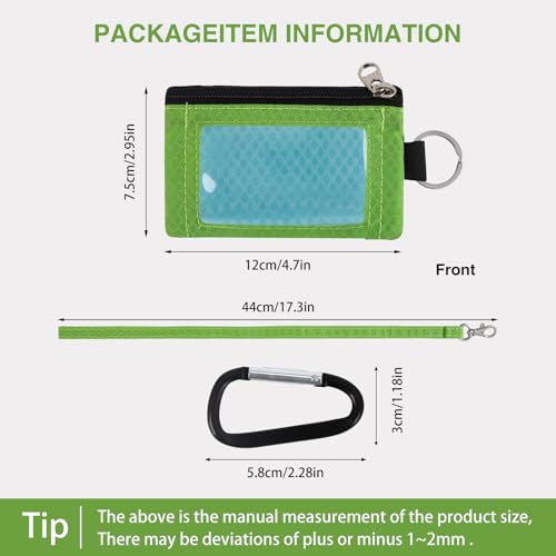 Image of MASAPHlL Small Lanyard Wallet for Women /Men with RFID Blocking ID Card Wallet, Minimalist Nylon Zipper Pouch, Travel Neck Wallet with Keychain, ID Window for Card,Coin,Cash (PowderBlue+EmeraldGreen)