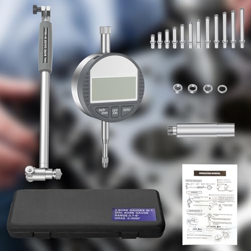 Image of HDLNKAK Digital Dial Indicator Bore Gauges (2 inch-6 inch /0.0005 inch), Engine Cylinder Measurement with Carbide anvils, with LCD Digital Dial Indicator - Grey