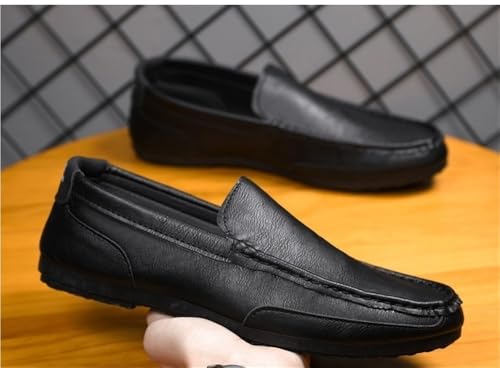 Mens Flat Heel Loafers Shoe Round Toe Vegan Leather Flexible Lightweight Party Outdoor Slip On3