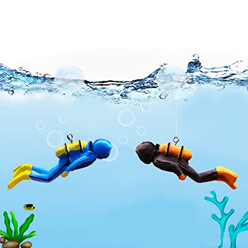 NALIX Decoration Aquarium, 2 Pcs Plongeur Ornement avec Boule Flottante, Deco Aquarium de Résine, Plongeur Décor Paysage pour Fish Tank Reservoir de Poisson Aquarium