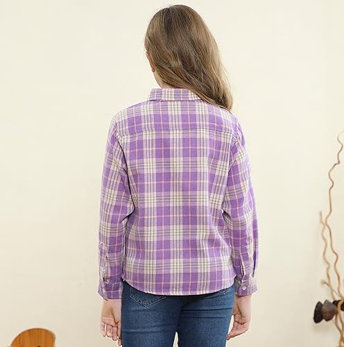 Image of SANGTREE Girls & Women's Long Sleeve Flannel Plaid Shirt Button Down Shirts, 3 Months - US 2XL