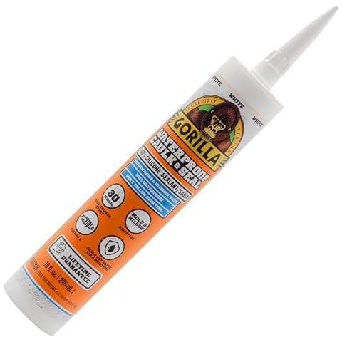 Gorilla Waterproof Caulk & Seal 100% Silicone Sealant, White, 10oz Cartridge (Pack of 1) Cover