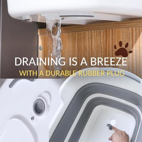SHJOEE Zusammenklappbar Hundebadewanne Tragbar Haustier Badewanne 40L Faltbar Wäschewanne Multifunktionale Aufbewahrungsbehälter Platzsparend Organizer Indoor Outdoor Kleine Hunde Katzen Wasserbecken