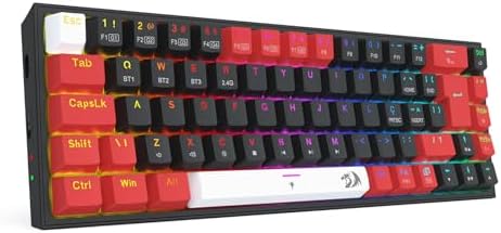 TECLADO MECANICO GAMER REDRAGON CASTOR PRO RGB PRETO E VERMELHO S...