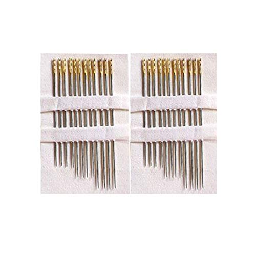 24 PC / 2 Conjunto autorroscantes aguja de la mano agujas de coser para el hogar agujas de coser para Blind las personas mayores con ojo del oro