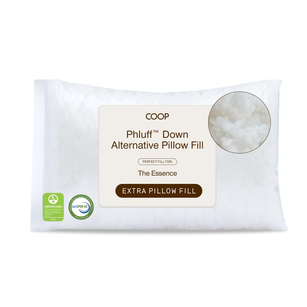 Coop Home Goods Extra Phluff Pillow Fill, 3oz Bag of Poly Fiber Fill for Down Alternative Pillow, Soft and Plush, Polyfill Stuffing for Bed Pillows