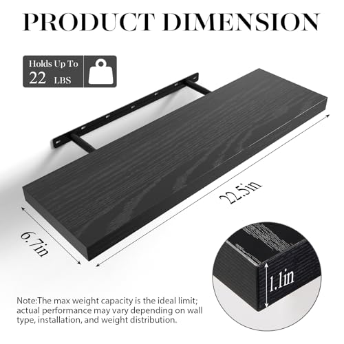 image for BAYKA Floating Shelves for Wall, 22.5 inches Wall Mounted Rustic Wood 