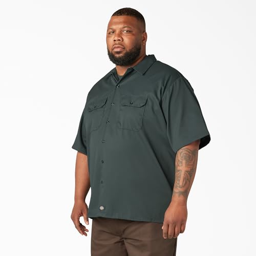 Image of Dickies Men's Short Sleeve Work Shirt - Durable Twill Button Down Shirts for Men, Lightweight Uniform for Daily Wear