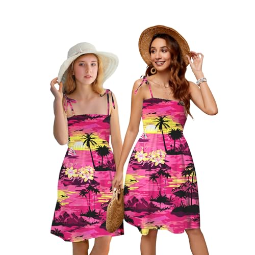 Image of SANGTREE Girls' Women's Summer Sundress Casual Smocked Floral Beach Holiday Dress, 18 Month - XL