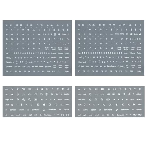 Thered KB+M,KW+M Korean Hangul & English Keyboard Sticker Set (4 Sheet) + Mac Symbol + Rub It thumb #1