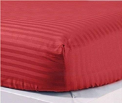 Hospital Bed Fitted Sheet with One Pillow Cover, Soft and Comfy 100% Cotton, 400 Thread Count, Twin Size 39x75x12 Inch, Burgundy Stripe