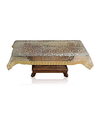 HomeStore-YEP Plastic Rectangular Designer Center Table Cover Waterproof (Golden Lace, 60 X 40 Inches, Pack of 1) 2