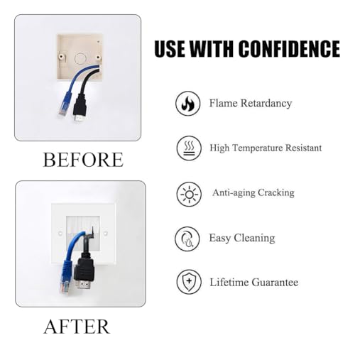 Kabelauslass, KabeldurchfüHrung Wand, 86 * 86mm Einzelgang-Bürstenplatte, Kabelauslassdose Unterputz, mit Brush-Borsten für Multimedia Kabel, für Kabeldurchführungen Kabeldurchlass Weiß, 2 Stück