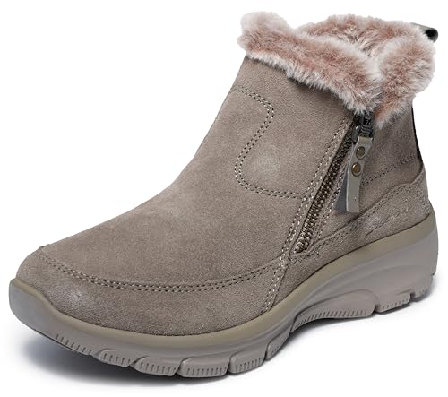 Skechers Easy Going Cool Zip, Botas Cortas al Tobillo Mujer, Taupe, 37 EU
