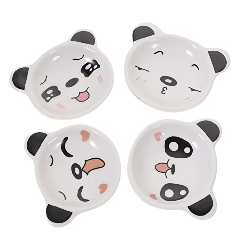 Ciieeo 4pcs Cartoon Panda Ceramic Saucer Household Dish for Sauces Spices Snacks Cute Design for Home Kitchen Bbq Picnic Kitchenware