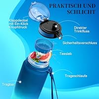 UZSPACE Trinkflasche 500ml/800ml/1L, Sport Trinkflasche Kinder Auslaufsicher, Tritan & BPA-frei Wasserflasche für fahrrad, fitness,Outdoor – Ansicht 2