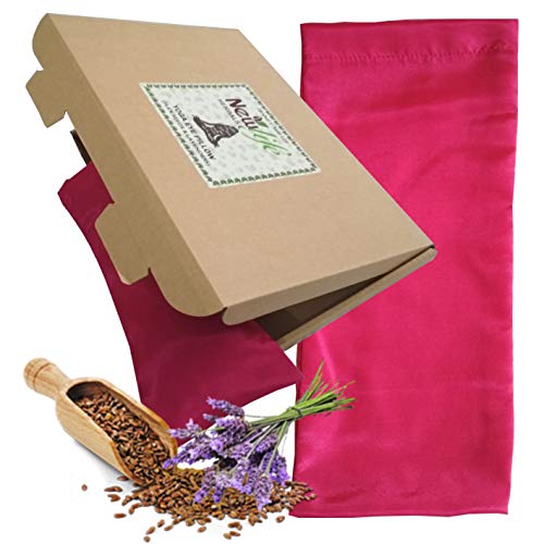 Yoga Eye Pillow Silk Eye Bags Linseeds Lavender Pillow Yoga Stress Relief Eye Bag (Cherry Red (Filler = Linseeds + Lavender))