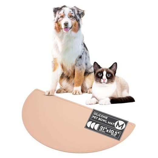 Silicone Pet Food Mat: Waterproof, Non-Slip, Raised Edges to Prevent Spills, Easy-to-Clean Flexible Tray for Dog Feeding and Water Bowls. Large, Cute, Modern Design. (Blush)