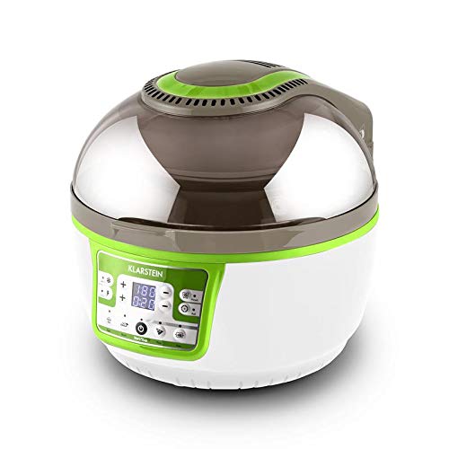 KLARSTEIN VitAir Turbo Hot Air Fryer, Reduced-Fat Frying, Baking, Grilling and Roasting, 9.6 qt Cooking Chamber, Rotisserie, 1400 Watts Halogen, Up to 450 F, White