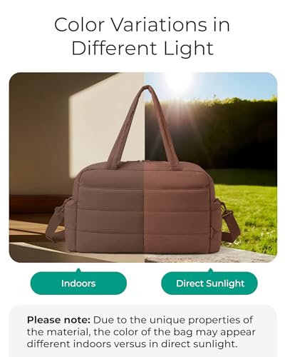 Image of BAGSMART Gym Bag for Women, Lightweight Puffer Duffle Bag 2-PC Travel Bag, 31L Weekender Overnight Bag Quilted Carry On Tote Bag, Diaper Hospital Dance Bag for Travel, Gym, Water Resistant