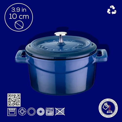 LAVA Cookware LV Y TC 10 K2 Mini Casserole, Rotondi, Diametro 10 cm, in ghisa, Colore: Blu - immagine 5