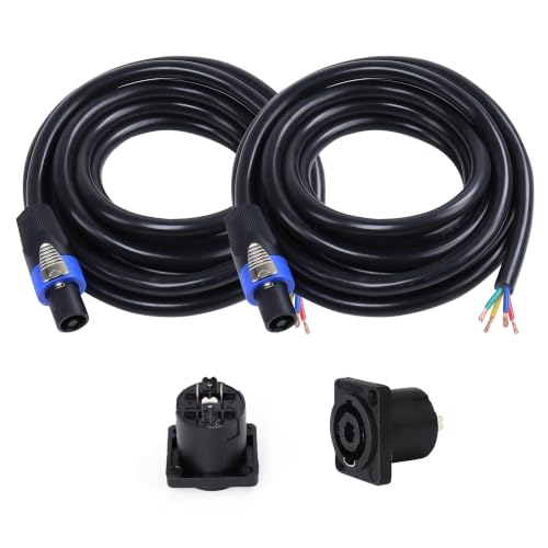 4 Conductor Speakon Cables to Bare Wire 12 Feet 2 Pack
