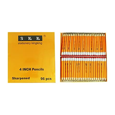 SKKSTATIONERY Half Pencils with Eraser Tops, Golf Pencils, 4 inch Mini Pencils, Classroom, Pew - #2 HB, Hexagon, Pre-sharpened, 96/Box. Cover