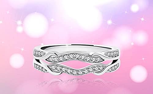 Uloveido 925 Sterling Silver Infinity Double Wrap Ring Guard Enhancer Wedding Bands 2pcs Stack Eternity Rings Set Y1522 - Image 7