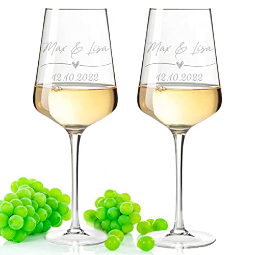 GRAVURZEILE Leonardo Puccini Weingläser mit Gravur - Wedding Love Design - Personalisiert mit Namen & Datum - Geschenk zur Hochzeit, Verlobung oder Jahrestag - Farbe: Puccini GRAVURZEILE Leonardo Puccini Weingläser mit Gravur - Wedding Love Design - Personalisiert mit Namen & Datum - Geschenk zur Hochzeit, Verlobung oder Jahrestag - Farbe: Puccini