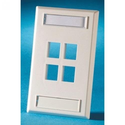 LegrandORTRONICS KSFP4-88 Single Gang Plastic faceplate, Holds Four Keystone Jacks or modules, Cloud White