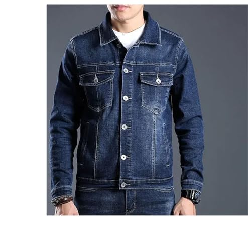 Men's Denim 2-Piece Suit Slim Casual Turn-Down Collar Denim Jacket Top Jeans Suit4