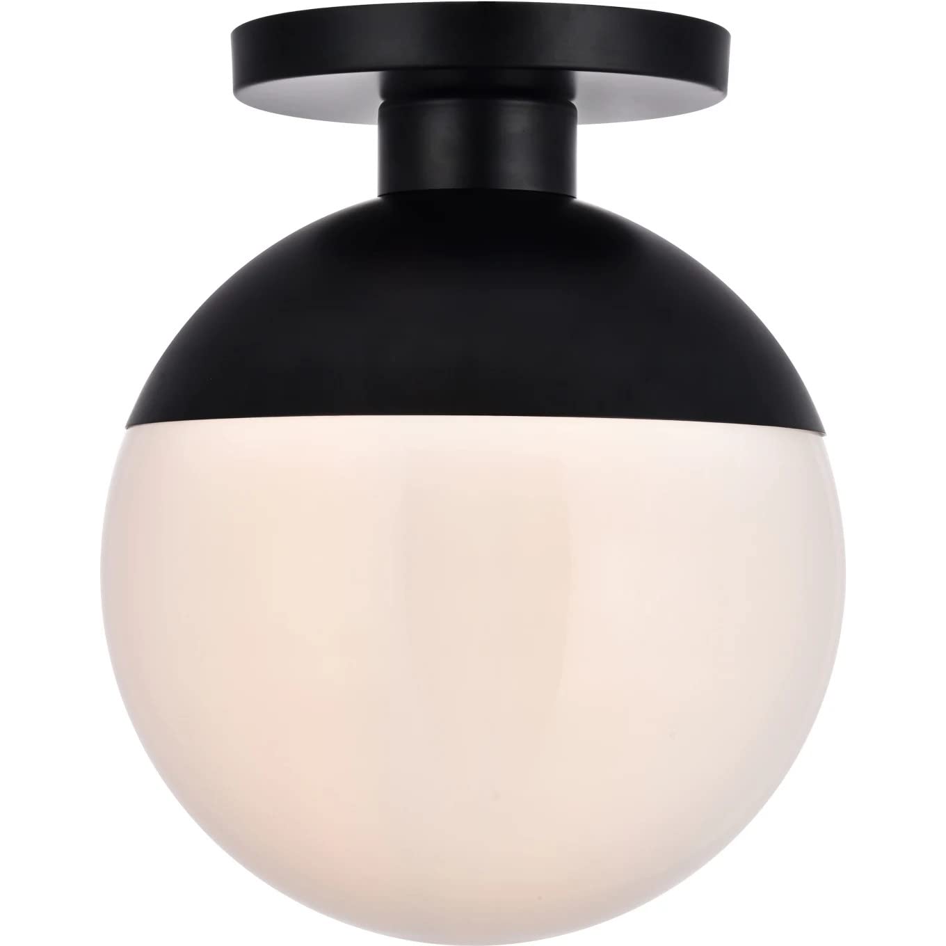 Living District Eclipse 1 Light Black Flush Mount with Frosted White Glass