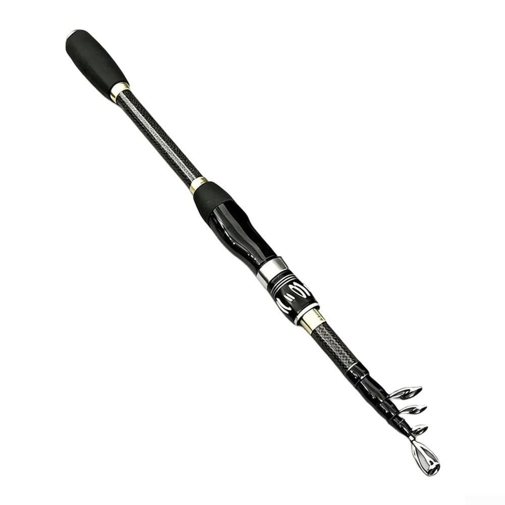 Carbon Fiber Telescopic Fishing Rod Ultra-Light Portable Surf Casting Pole 1.5m 1.8m 2.1m Compact Medium-Heavy Action Stainless Guide Rings for Saltwater and Freshwater Bass Carp T(1.8)