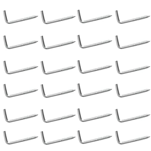 YXQ 24pcs Square Bend Hooks,M3-33x14mm Self-Tapping L Shape Right Angle Wall Hook for Hang Display Medal Jewelry, Zinc Plated