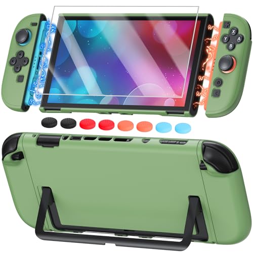 Image of FYOUNG Switch 2 Cute Cover Case, Dockable Protective Shell for Nintendo 2 | Dockable Case, Split Design, Slim Shockproof Case with Glass Screen Protector Accessories, 8 Thump Grip