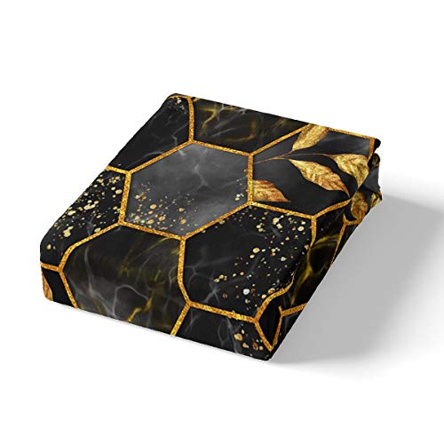 Marble Duvet Cover King, Black Grey Geometric Gold Plaid Bedding Set, Modern Luxury Diamond Comforter Cover With Metallic Stripe Printed Beehive Hexagon Grid Quilt Cover With Pillow Shams,Honeycomb #TOP2