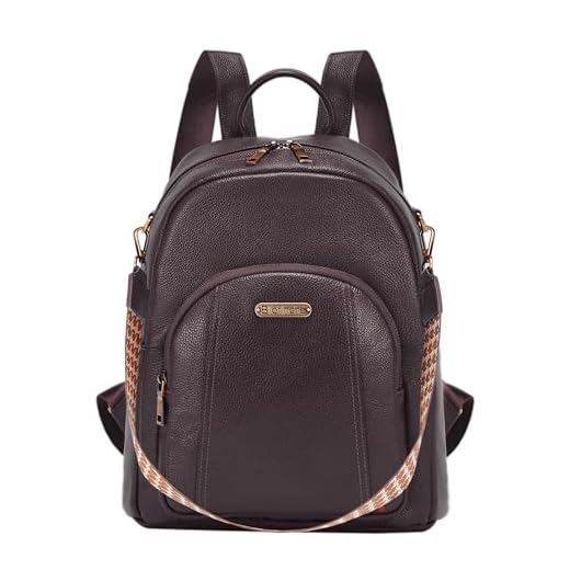 Blofinche Mochila feminina de couro genuíno com alça de ombro média conversível bolsa de mão casual para trabalho, Café brilhante nº 2, Mochilas Tote