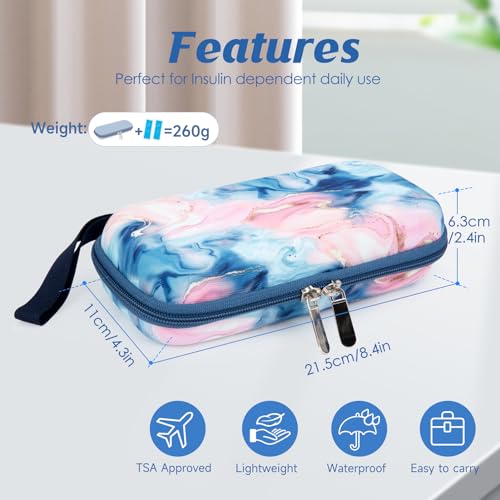 Image of YOUSHARES Insulin Cooler Travel Case - Diabetic Insulated Organizer Portable Cooling Bag for Medication Cooling Insulation, Insulin Pen Case with 2 TSA Approved Cooler Ice Pack (Quicksand Powder)