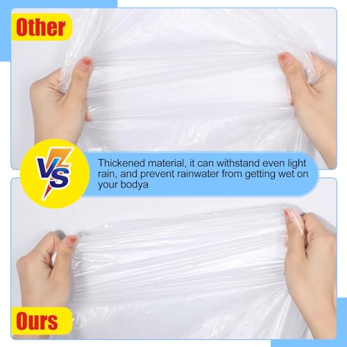 Handepo 200 Pack of Adult Rain Ponchos with Hood, Disposable Rain Ponchos, Plastic Emergency Raincoat Poncho, Traveling Hiking Outdoors Activities(White)2