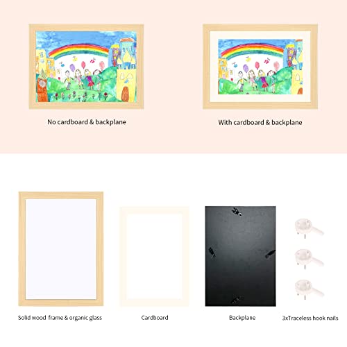 Riofly Kids Art Frames,9.5X13 Front Opening Kids Artwork Frames Changeable Picture Display For Din, Holds 50 Pcs, For 3D Picture,A4 Art-Work,Crafts,Children Drawing,Hanging Art,Portfolio Storage-Wooden #TOP3