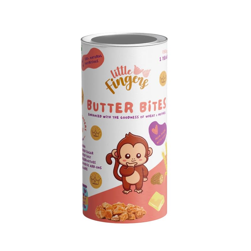LITTLEFINGERS Organic Cookies With No Refined Sugar And Preservatives For Kids – 150 Gms | Suitable For 1 Years + (Butter – Nutmeg, Pack Of 1)