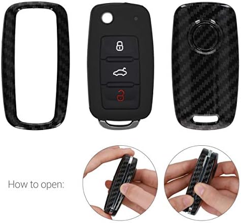 kwmobile Car Key Cover Compatible with VW Skoda SEAT 3 Button Car Key - Hard Case - Carbon Black