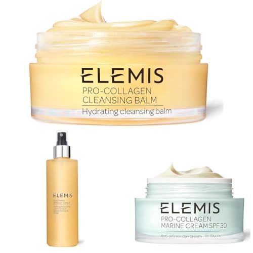 ELEMIS Skincare Trio – Pro-Collagen Marine Cream SPF 30, Soothing Apricot Toner & Pro-Collagen Cleansing Balm