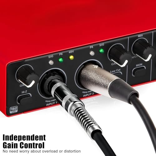Image of Arvox USB Audio Interface 2x2 Gen 3 | 2-In 2-Out | Premium Mic Pre-Amps | 48V Phantom Power | 24-bit /192kHz Recording | XLR /Mic /Line Inputs | Plug & Play | Metal Body | Red