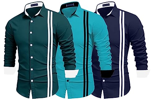 Image of Zombom Men's Striped Regular Fit Shirt
