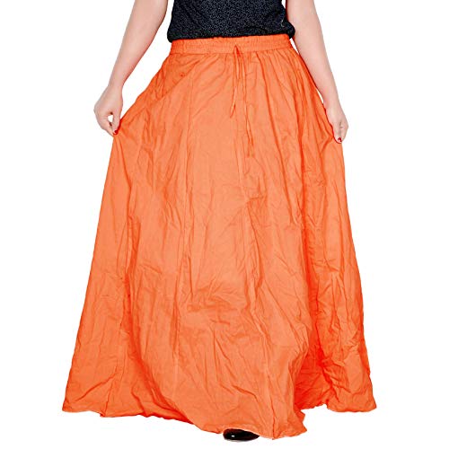 Image of Sttoffa Women Solid Color Maxi Plain Cotton Full Length White Skirt 40 inch Long Cotton Long Skirt