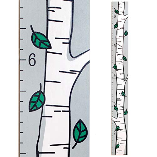 Headwaters Studio Wooden Ruler Growth Chart For Kids, Boys & Girls - Height Chart & Height Measurement For Wall - Kids Nursery Wall Decor & Room Hanging Wall Decor - Birch Tree With Green Leaves #TOP3
