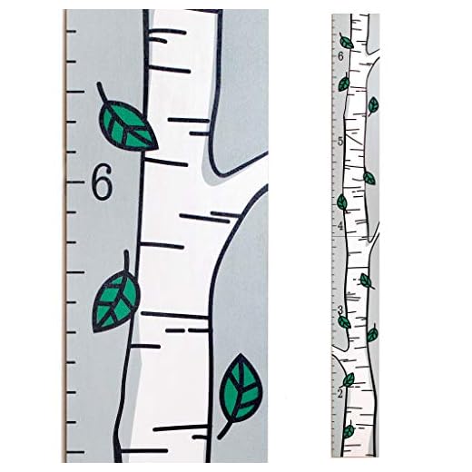 Headwaters Studio Wooden Ruler Growth Chart for Kids, Boys & Girls - Height Chart & Height Measurement for Wall - Kids Nursery Wall Decor & Room Hanging Wall Decor - Birch Tree with Green Leaves